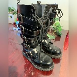 Demonia black boots.